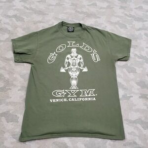 Vintage Golds Gym Shirt Mens Medium Green Y2K Short Sleeve Made In USA